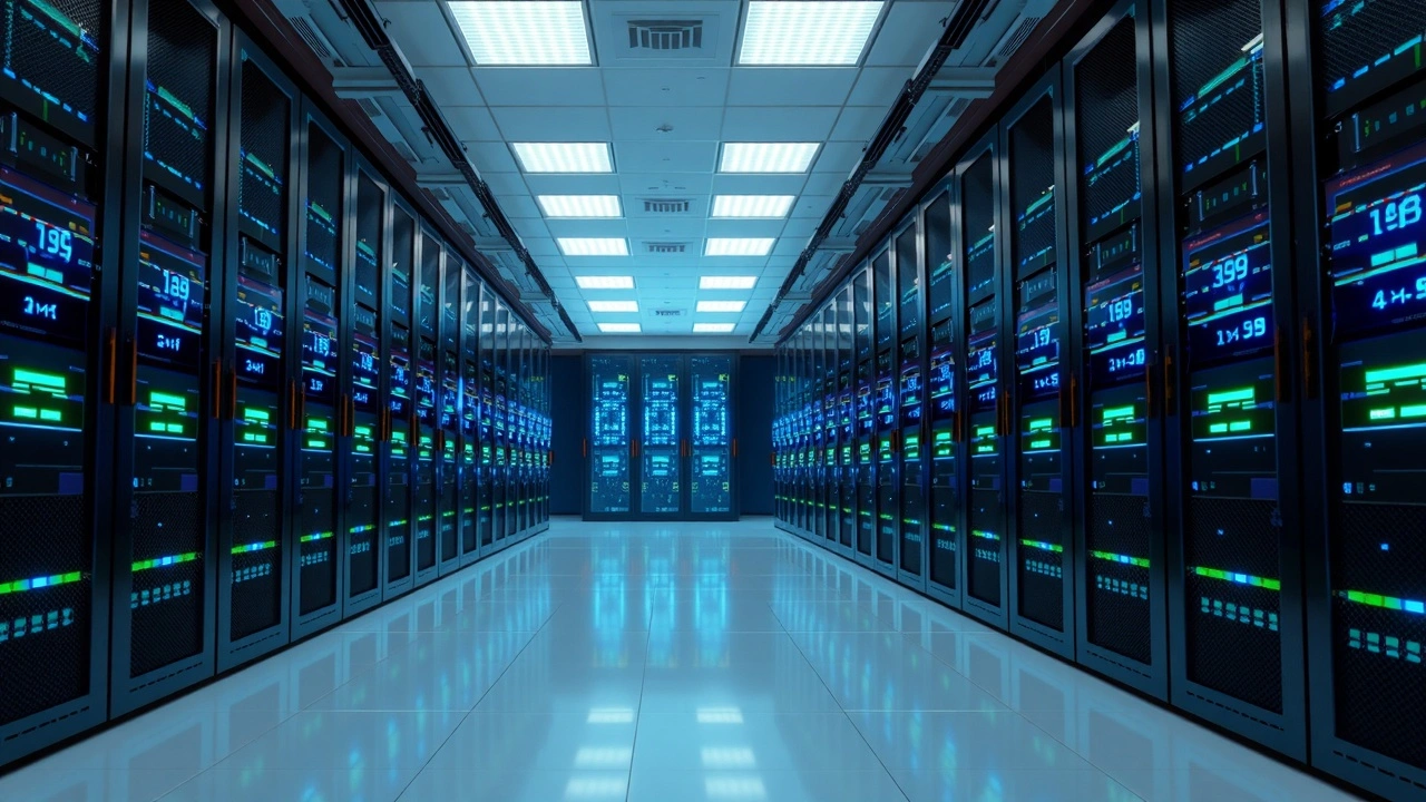 Salle de serveurs dédiés moderne illustrant gestion sécurisée et complète des projets