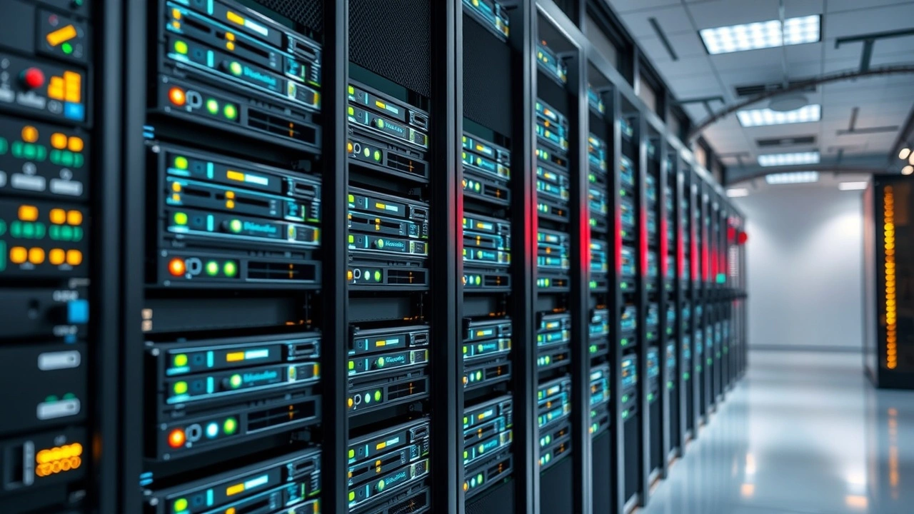 rangées de serveurs dans un centre de données moderne