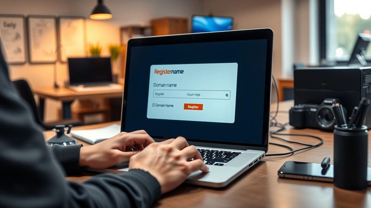 personne avec ordinateur enregistre nom de domaine securise