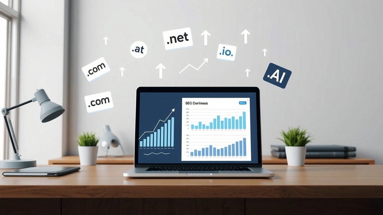 Illustration photorealiste sur lanticipation des tendances des extensions de nom de domaine pour un SEO optimise