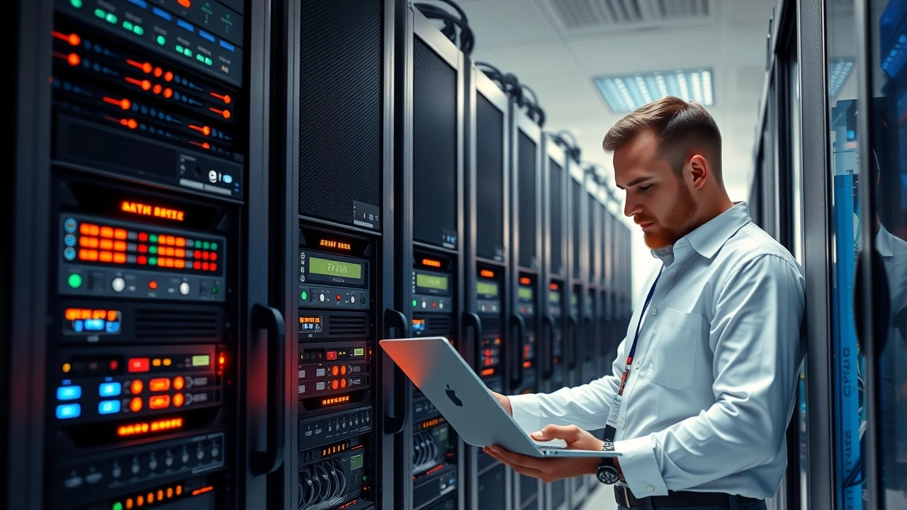serveurs dans centre de donnees technicien informatique examine materiel