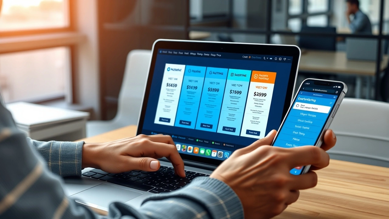 personne comparant des offres dhebergement web sur ordinateur et telephone
