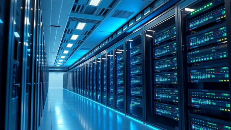 Serveurs modernes illustrant des offres innovantes dhébergement web pour un site agile et sécurisé