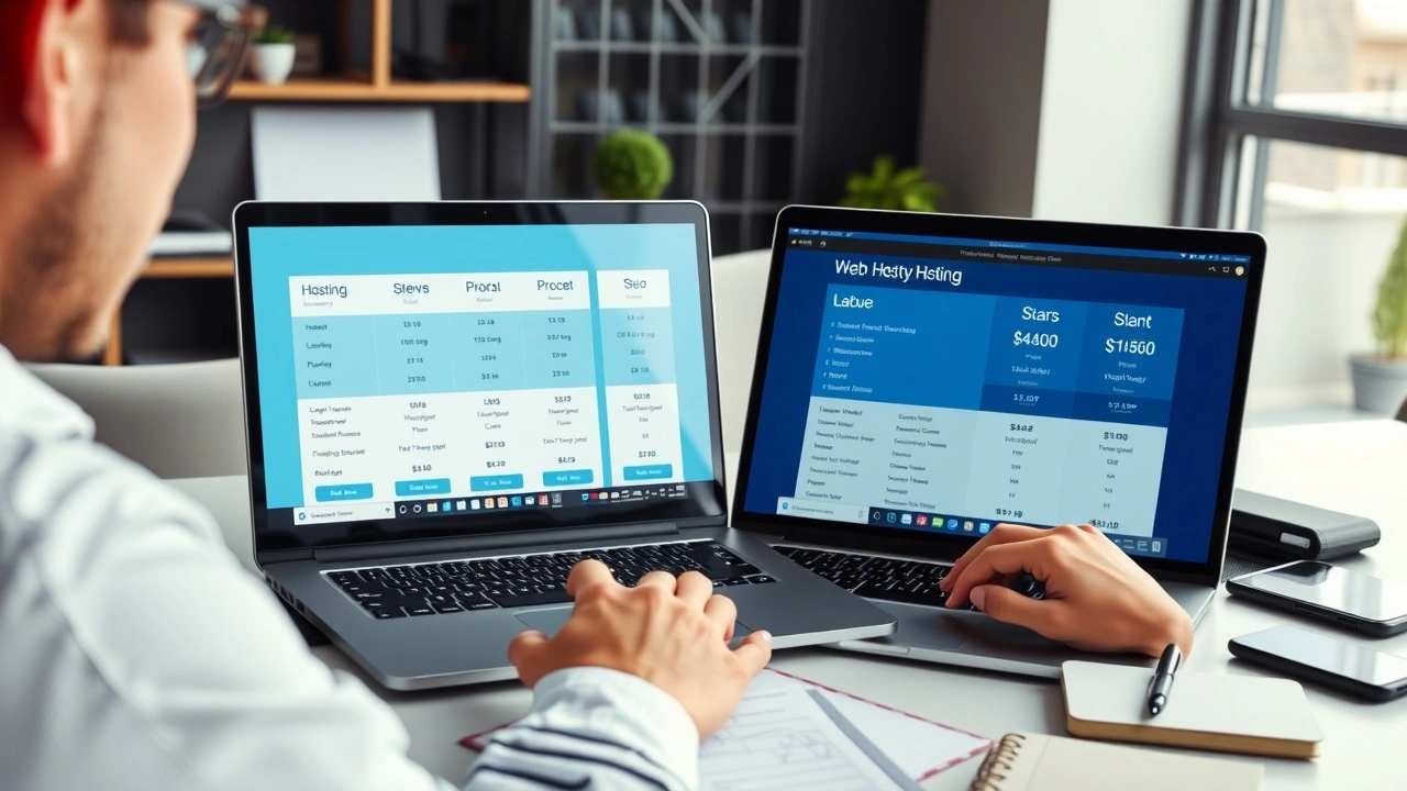personne comparant des offres dhabergement sur deux ordinateurs