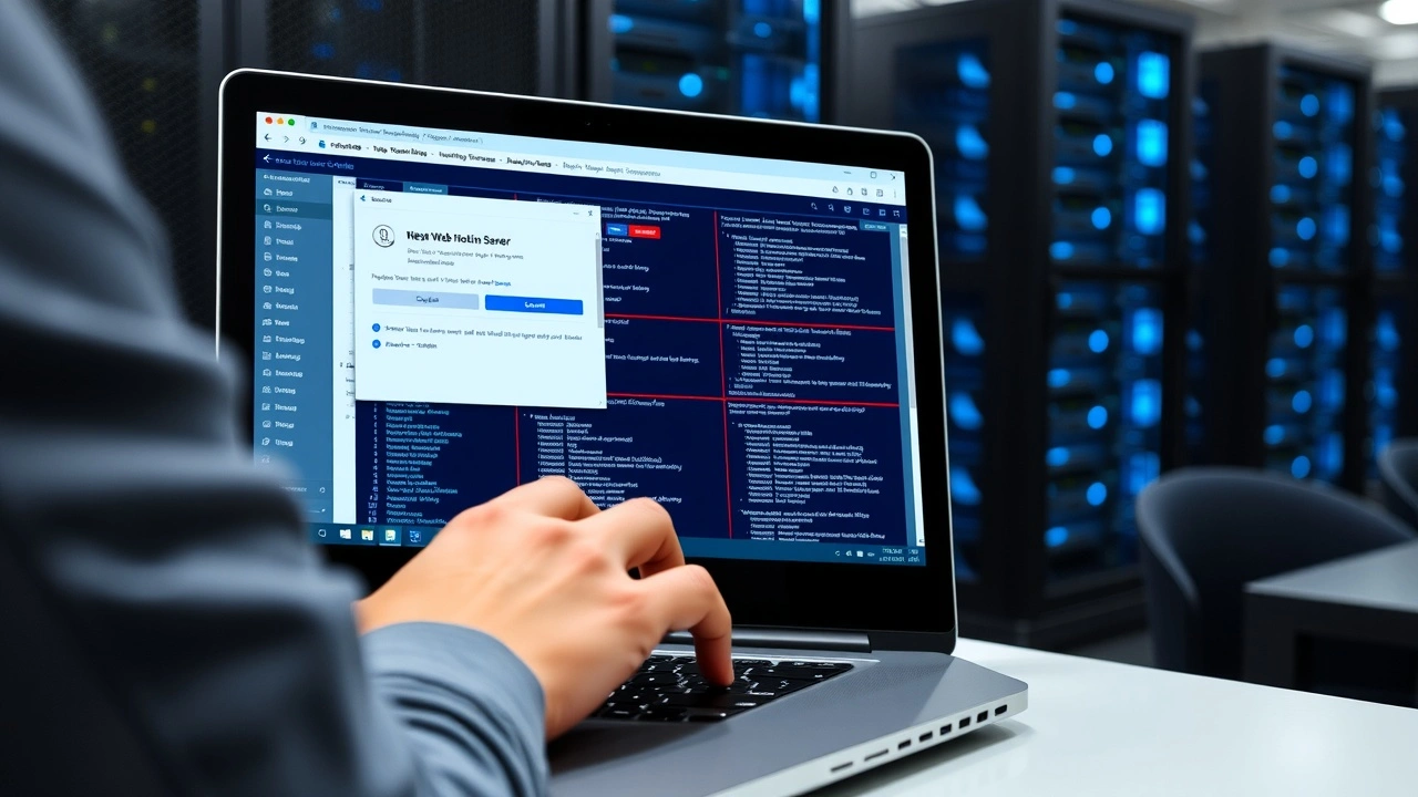 personne configurant un hebergement web avec serveur en arriere plan