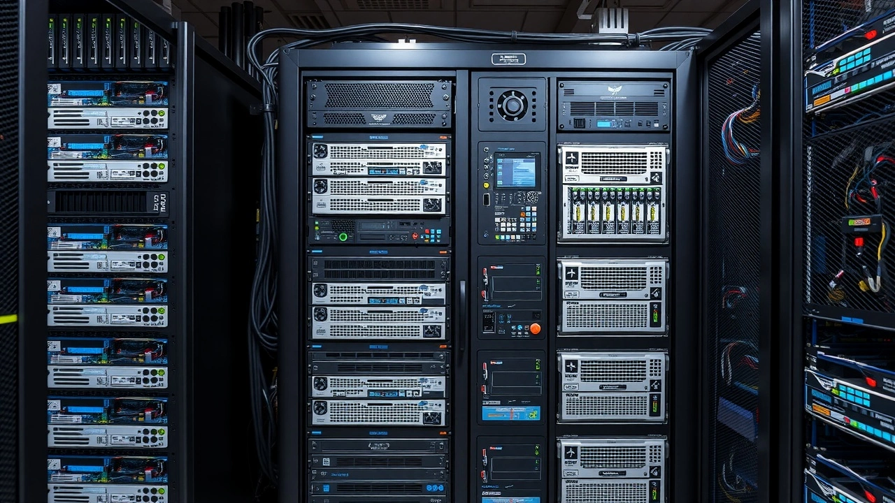 photo realistic de serveurs dans une salle informatique bien eclairee