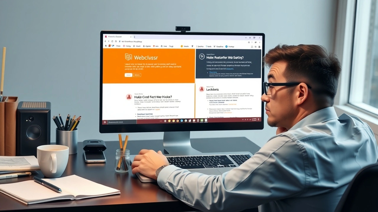 debutant hebergement internet confus devant ordinateur portable