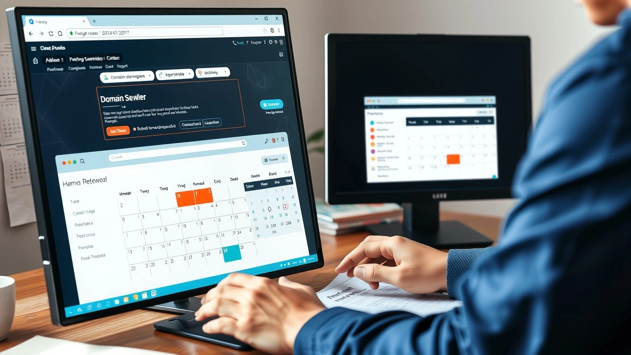 personne gerant le renouvellement dun nom de domaine sur ordinateur