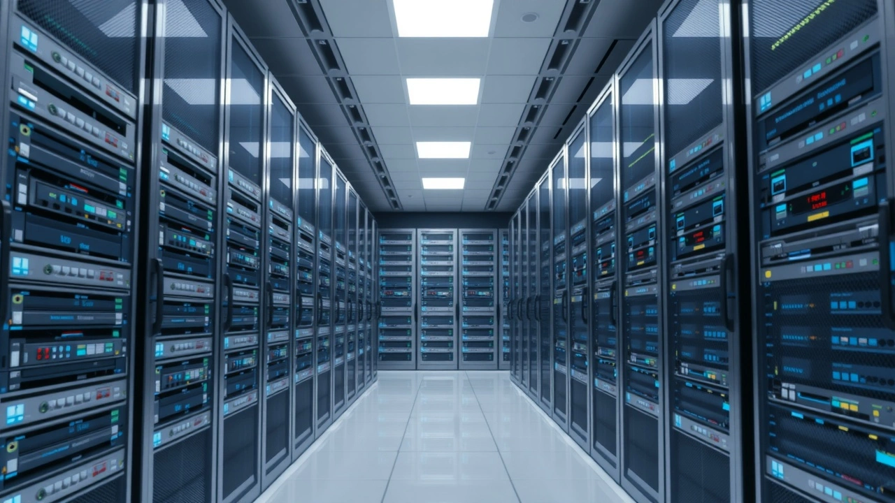 salle de serveurs moderne avec equipement reseau securise