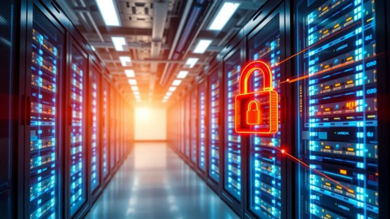 Centre de données moderne illustrant une infrastructure e-commerce rapide et sécurisée