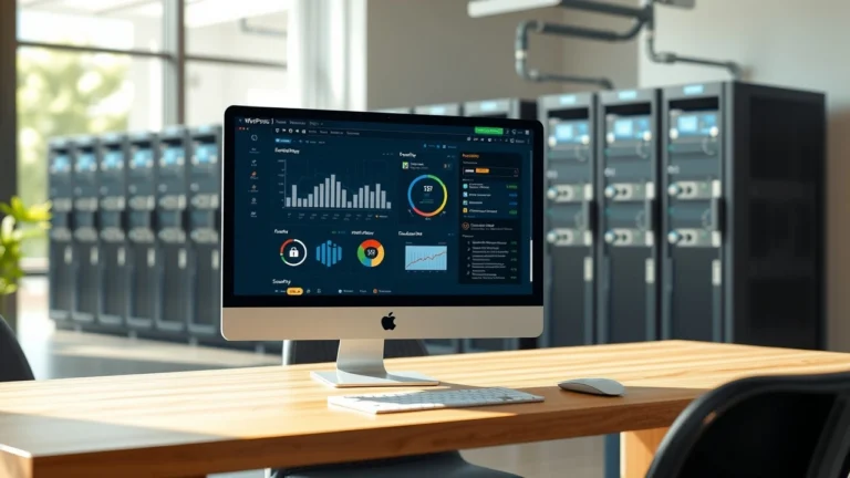 Espace de travail moderne illustrant lhébergement WordPress sécurisé et rapide