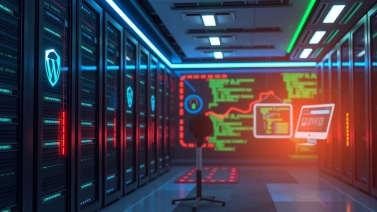 Serveurs modernes representant rapidite et securite pour hebergement WordPress