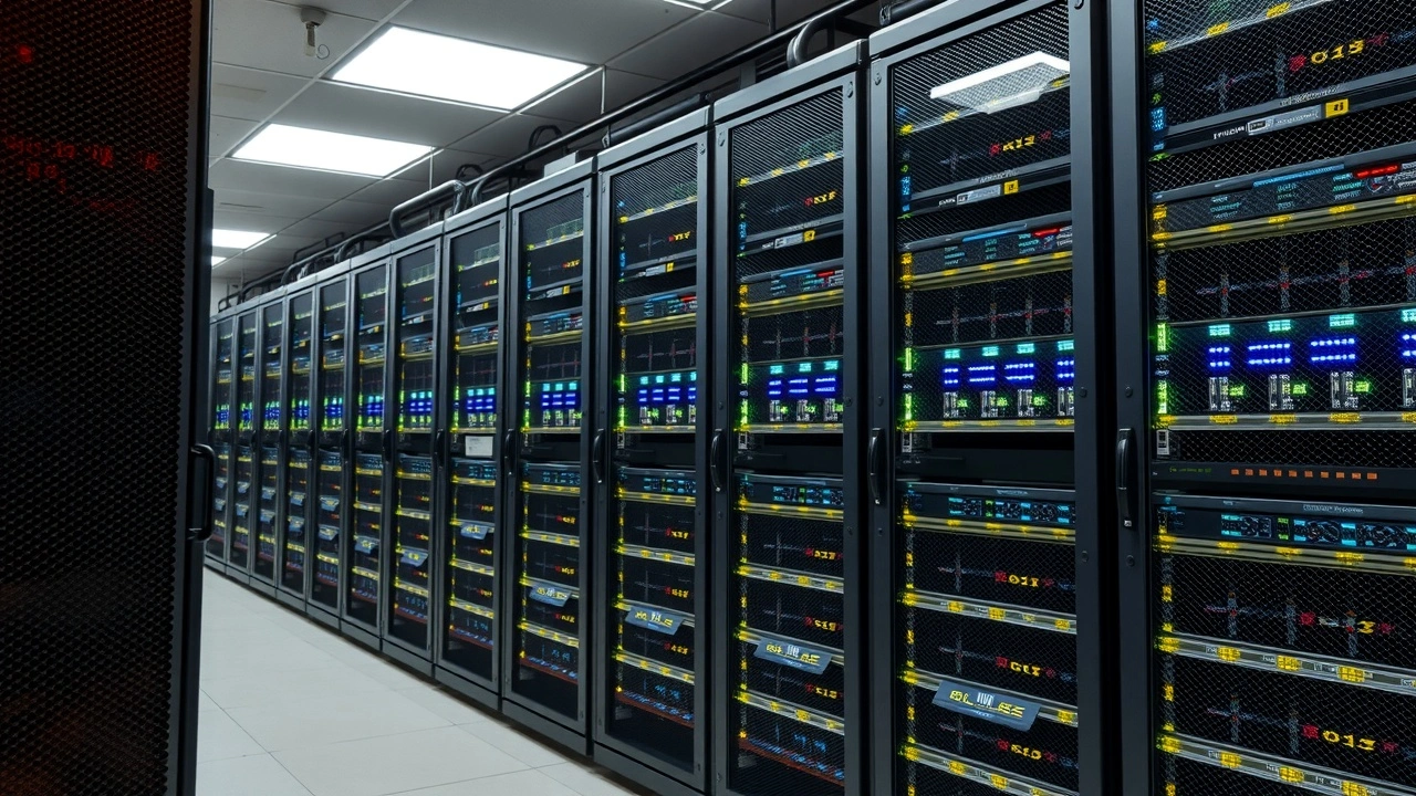 rangées de serveurs dans un centre de données moderne