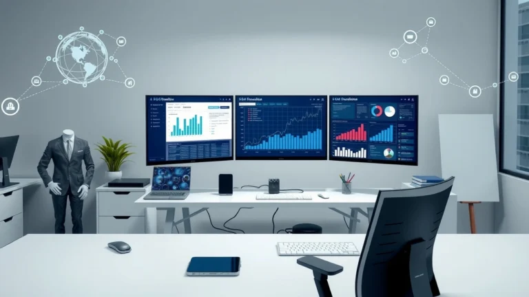 Bureau moderne illustrant le transfert de nom de domaine et le maintien du referencement