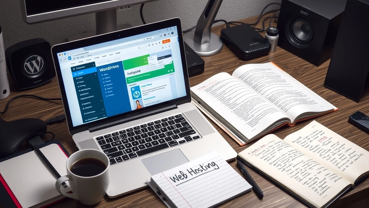 poste de travail avec ordinateur livres et outils pour demarrer wordpress