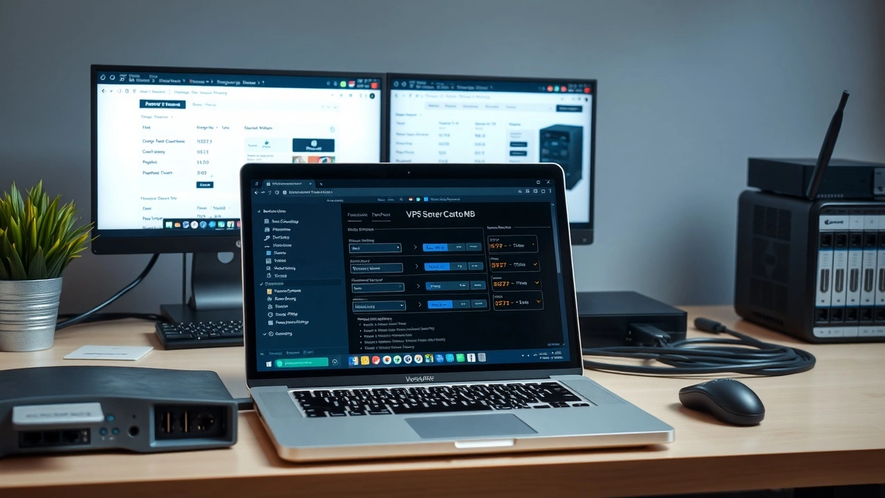 poste de travail organise avec ordinateur et equipements reseau