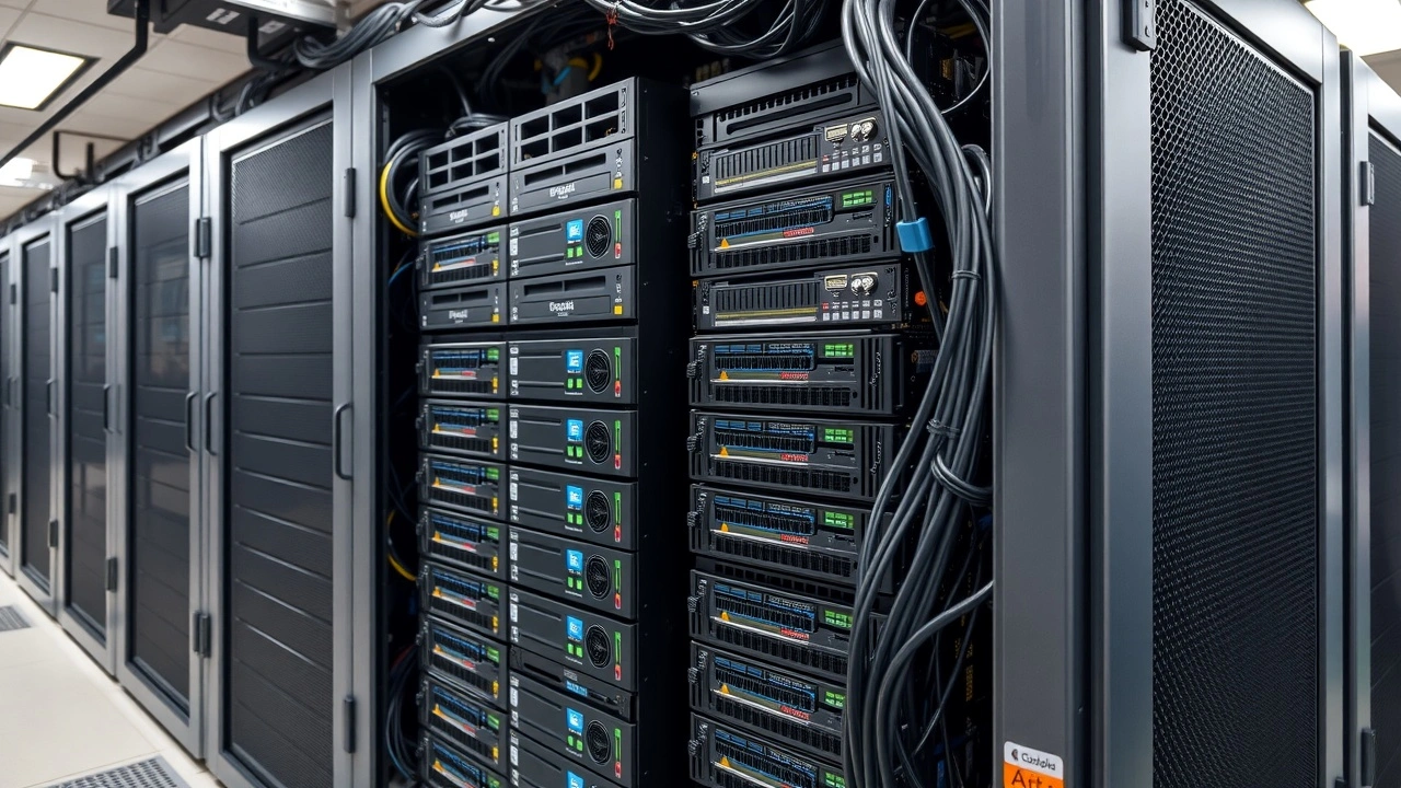 rack de serveurs dedicaces puissants dans un centre donnees moderne