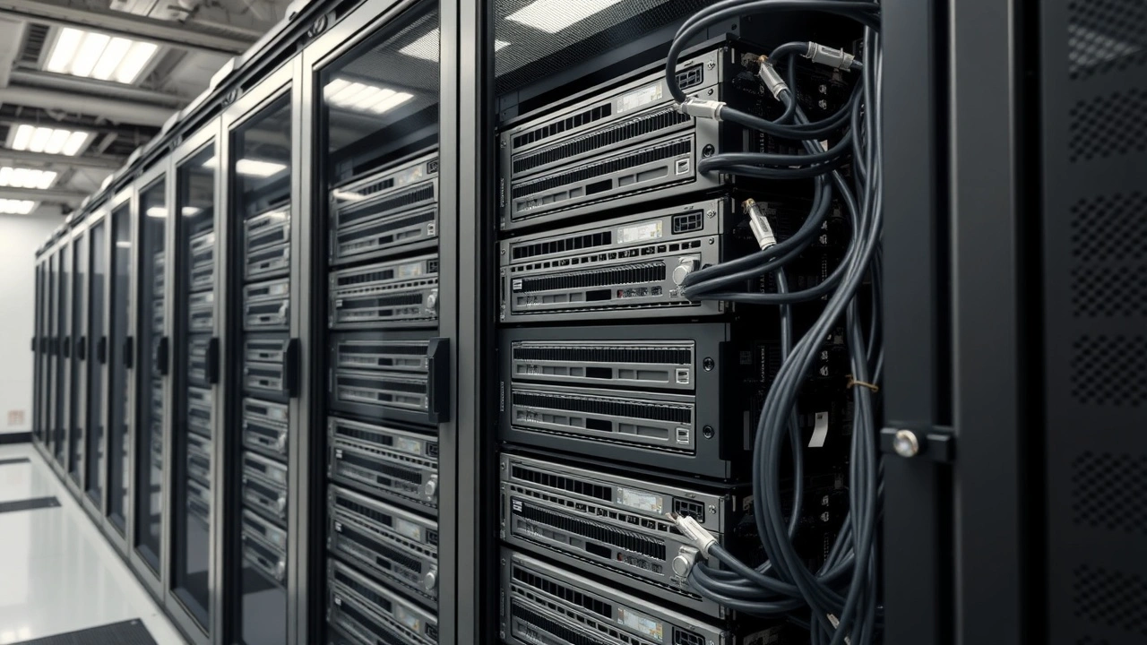 rack de serveurs dedies dans une salle informatique propre