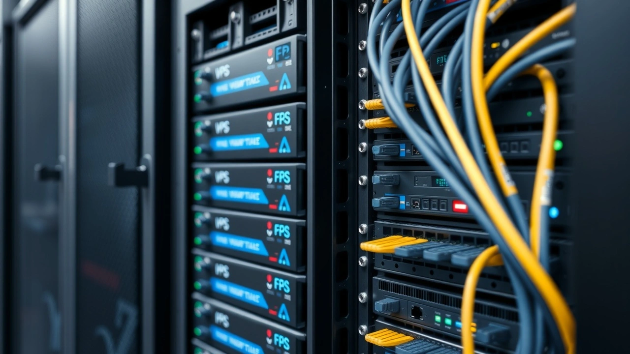 rack de serveurs avec cables reseau pour hebergement web vps