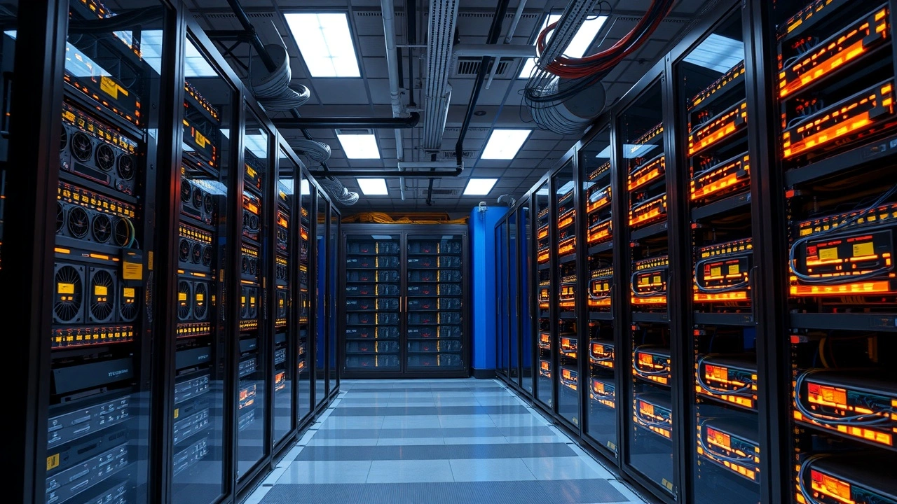 salle de serveurs moderne avec equipement hebergement wordpress