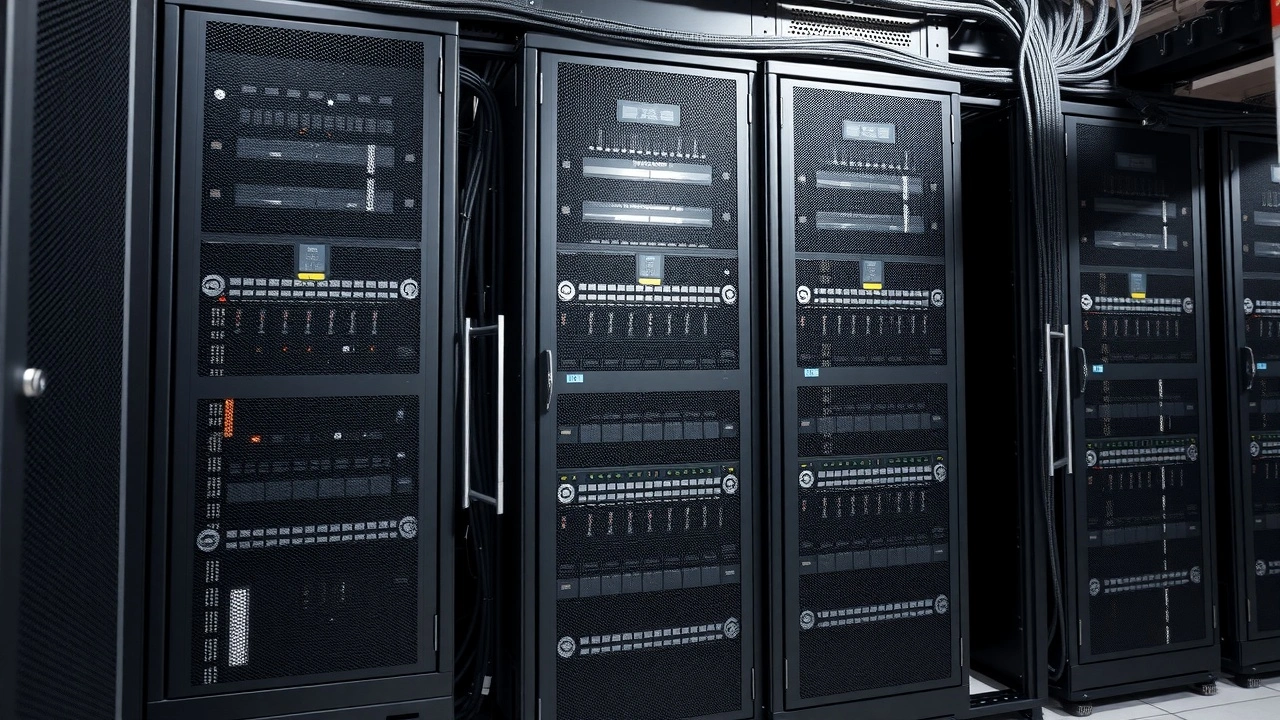 serveur securise avec baies verrouillees en centre de donnees