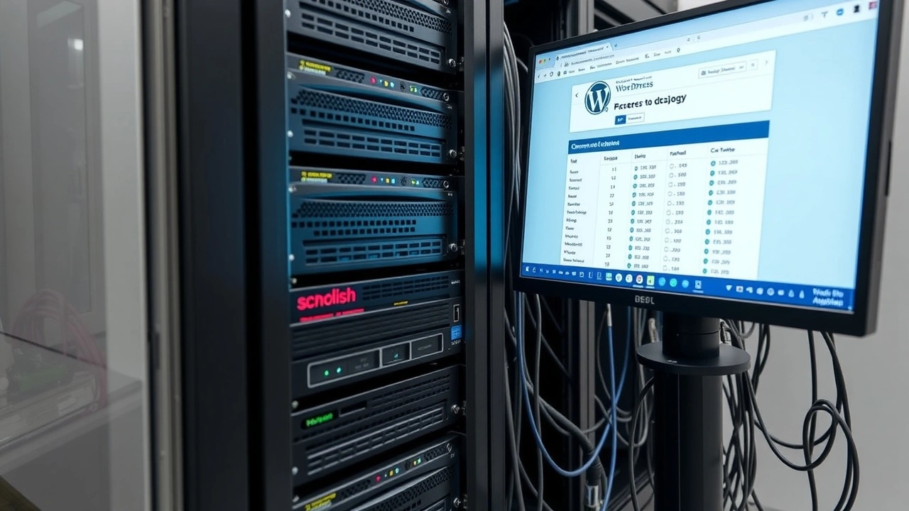 serveur informatique avec ecran affichant interface WordPress