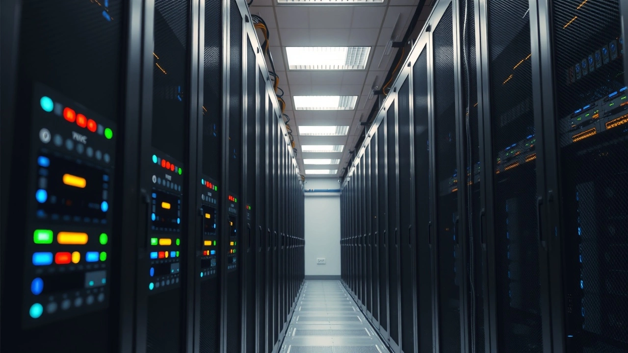 rangée de serveurs modernes dans un centre de données bien éclairé