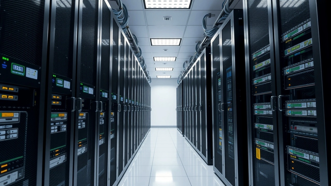 rangées de serveurs modernes dans centre de données sécurisé