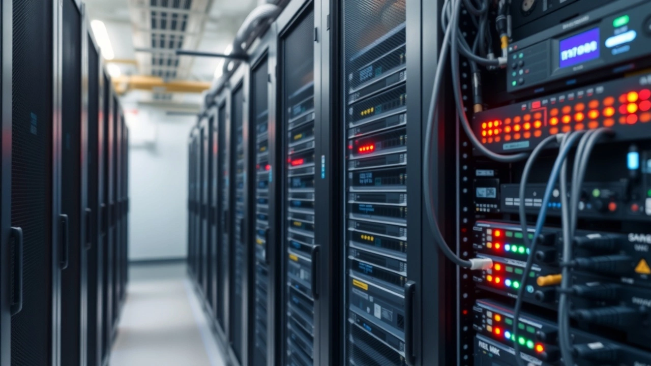 rangée de serveurs dédiés dans une salle serveurs