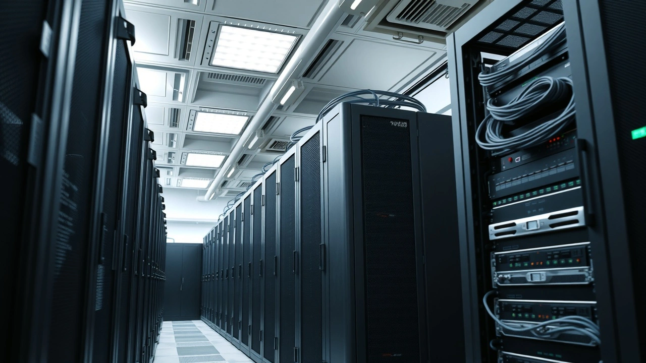 serveurs et equipements reseau dans centre de donnees moderne