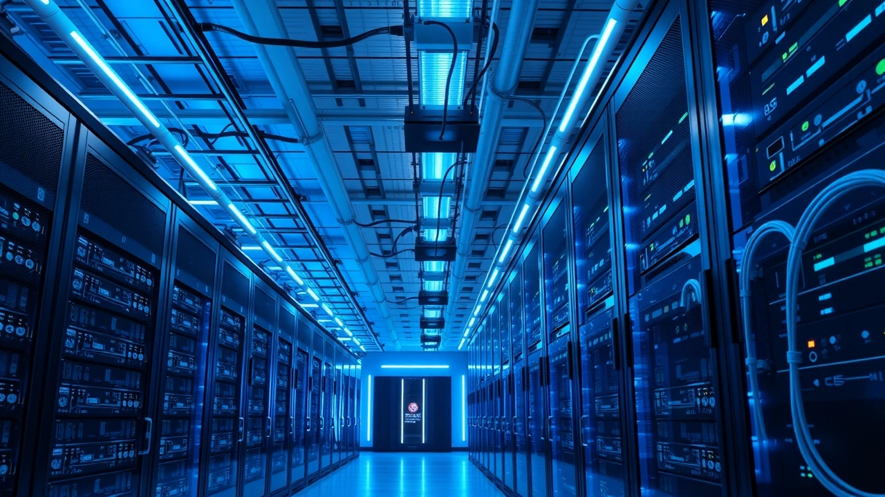 Centre de données moderne avec serveurs dédiés optimisés pour une gestion totale des ressources