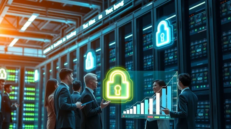 Centre de données futuriste illustrant des solutions d'hébergement innovantes pour la croissance et la protection des données des boutiques en ligne