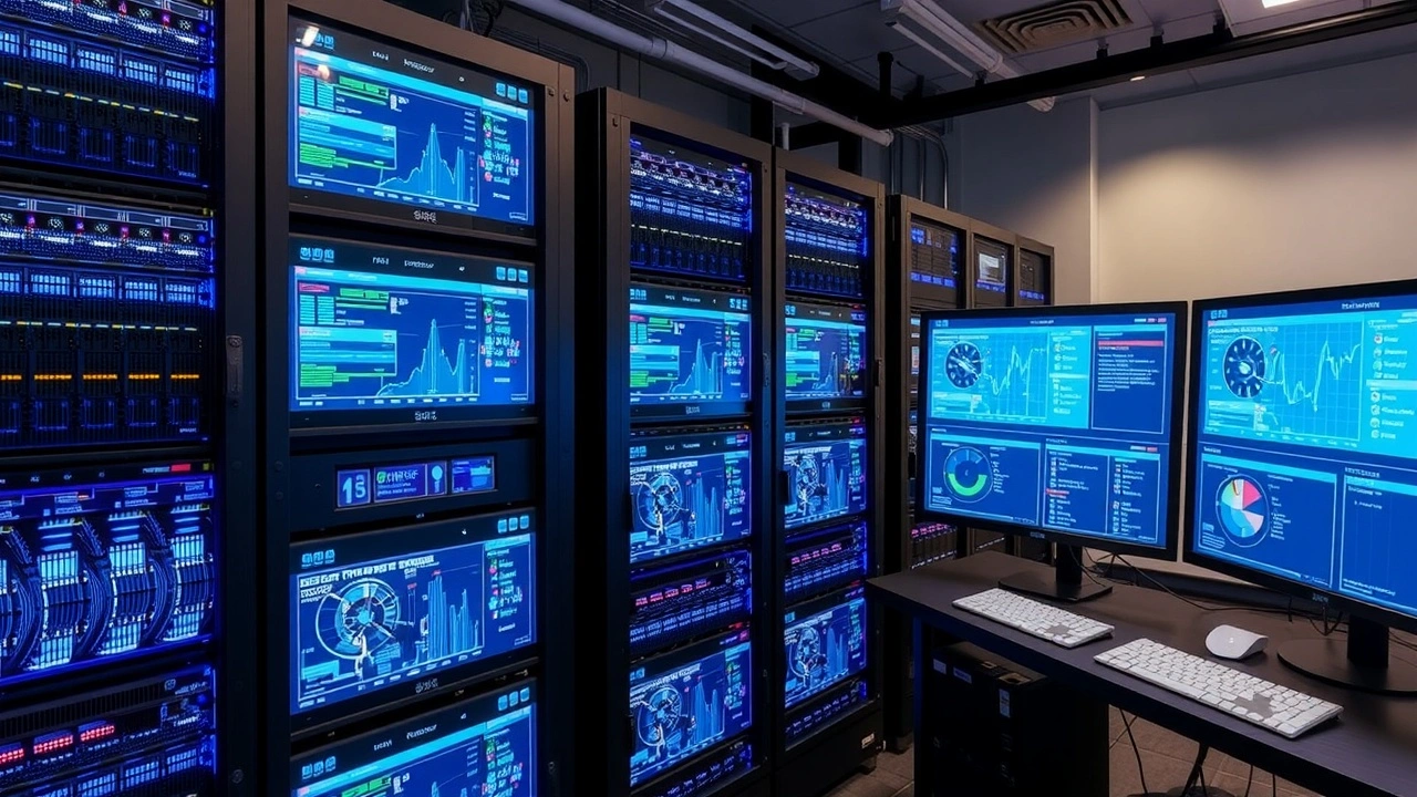 salle serveur avec ecrans et serveurs pour surveillance technique