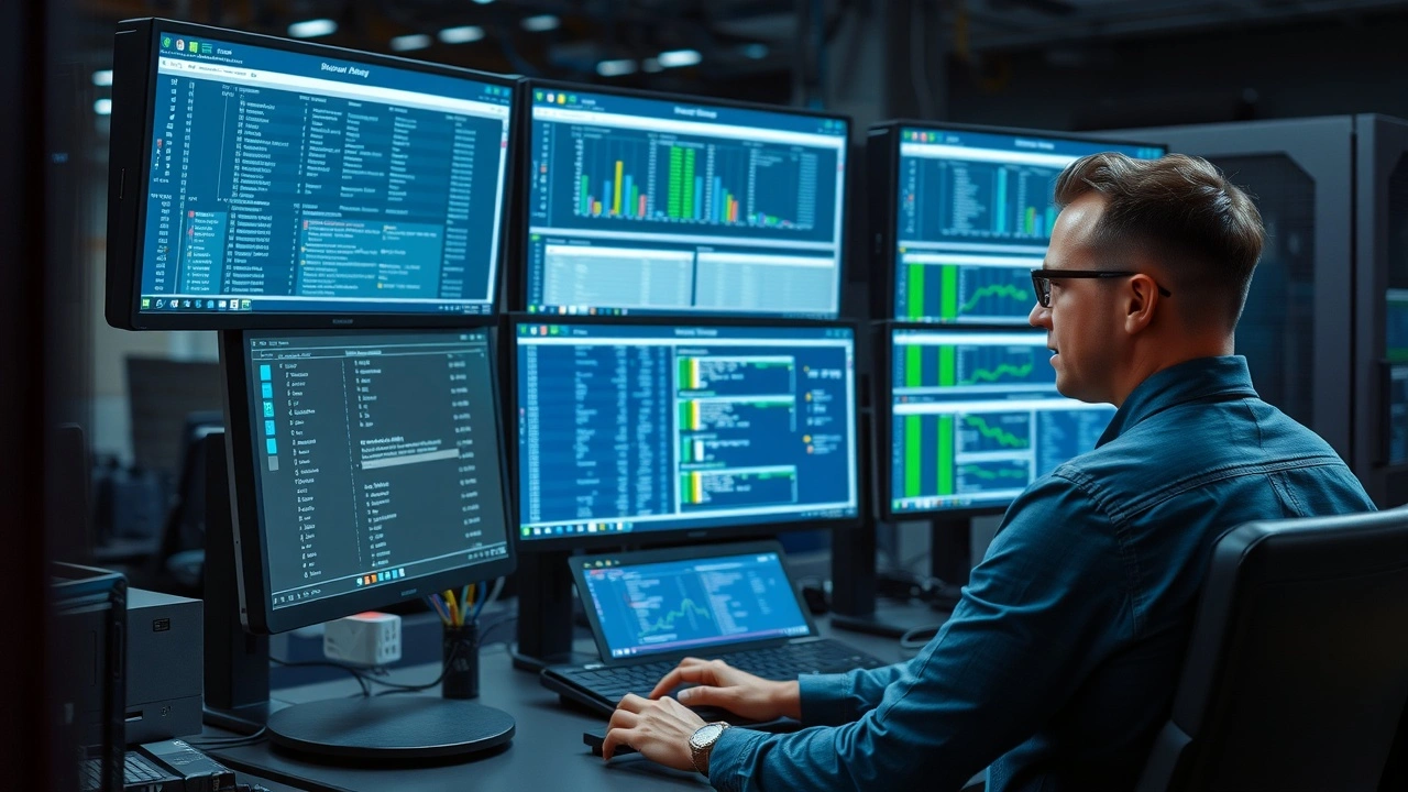 administrateur surveillant un serveur mail en centre de donnees