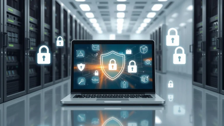 Image réaliste illustrant la sécurisation d'un hébergement avec une authentification à deux facteurs