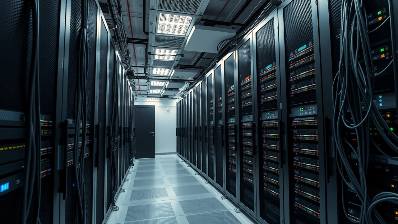 salle serveur moderne avec cables reseau et serveurs