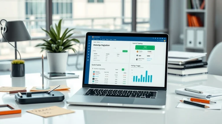 Espace de travail moderne illustrant le choix et la configuration d'un nom de domaine pour optimiser le référencement