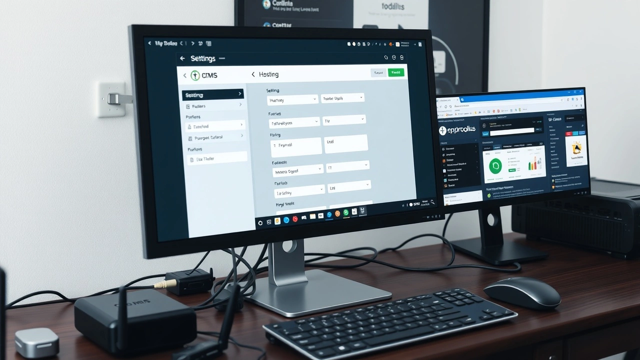 ordinateur avec interface dns connectee a hebergement et cms