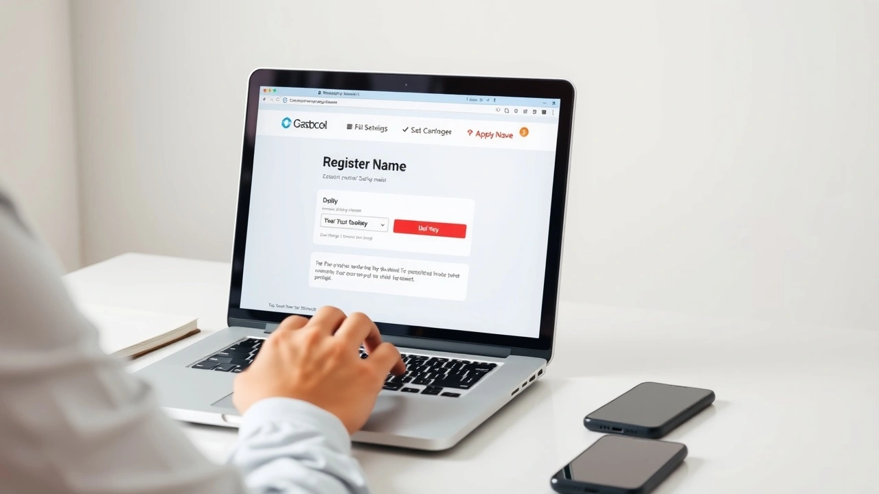 personne utilisant un ordinateur pour enregistrer un nom de domaine