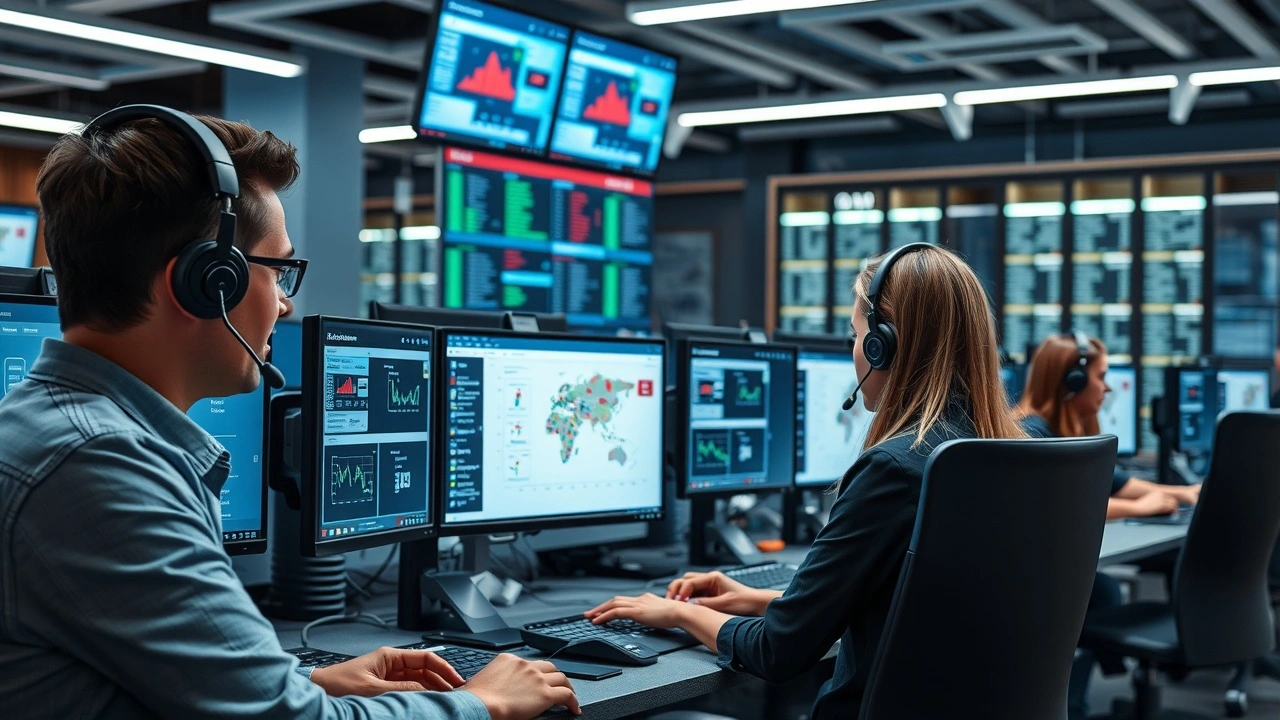 equipe de support client dans un centre dappel moderne