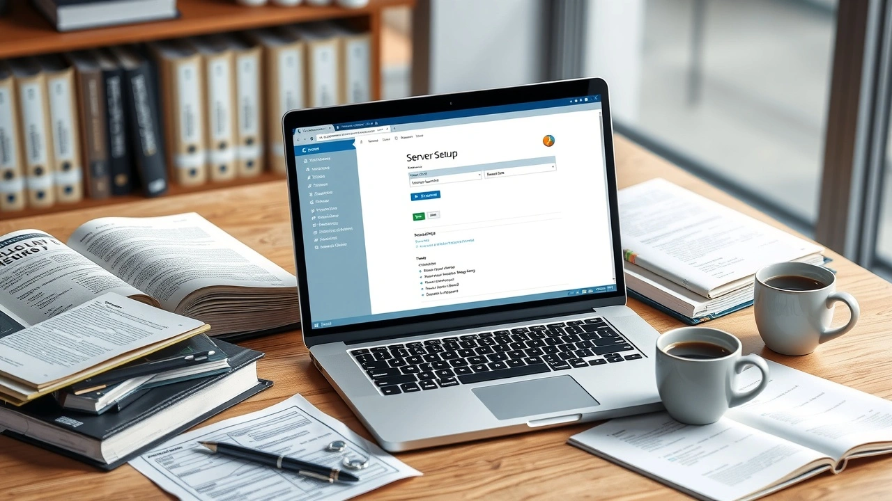 espace de travail avec ordinateur et livres techniques
