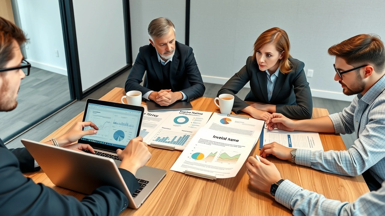 reunion professionnel avec documents et ordinateurs sur nom de domaine