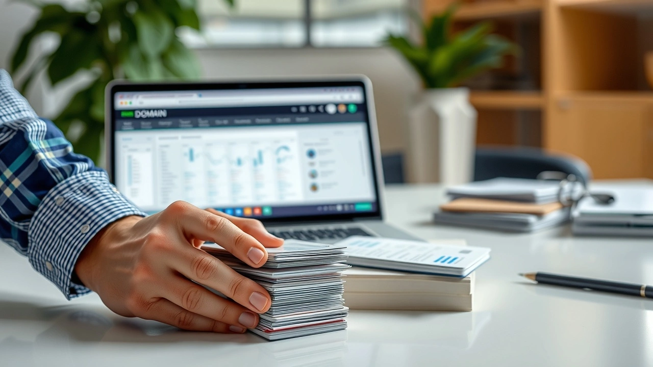 personne gerant des noms de domaine sur un bureau professionnel