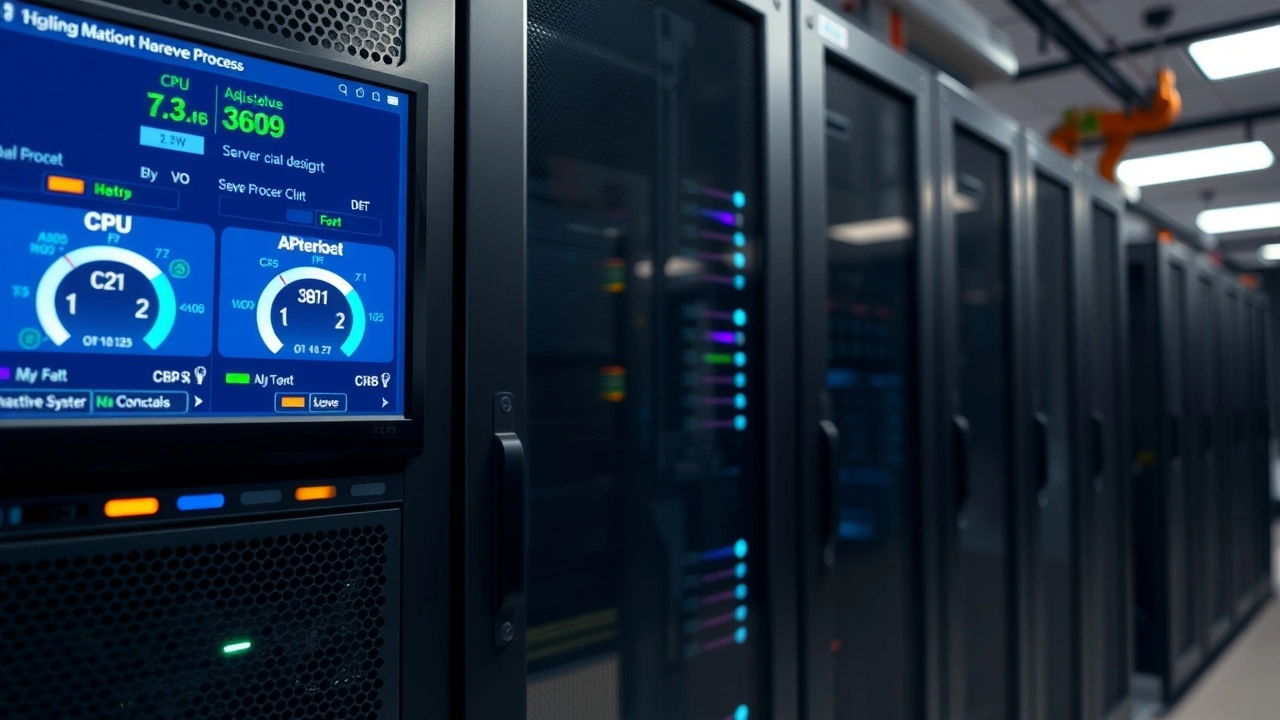 salle serveur avec ecrans gestion processus serveur active