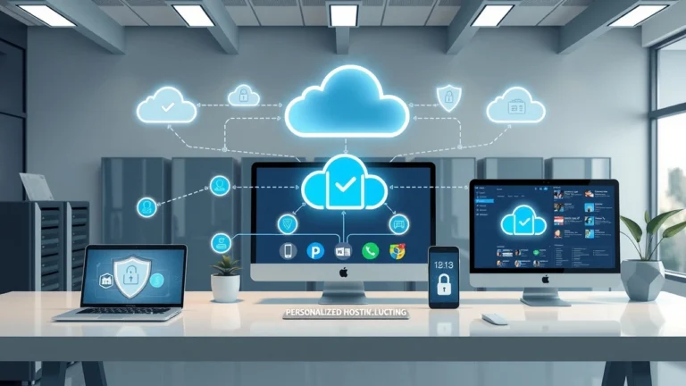 Illustration d'un hébergement e-commerce sécurisé et rapide personnalisé pour boutiques en ligne