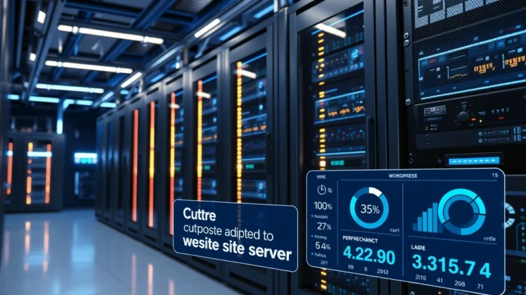 Salle de serveurs moderne illustrant un hébergement WordPress personnalisé adapté aux besoins uniques du site