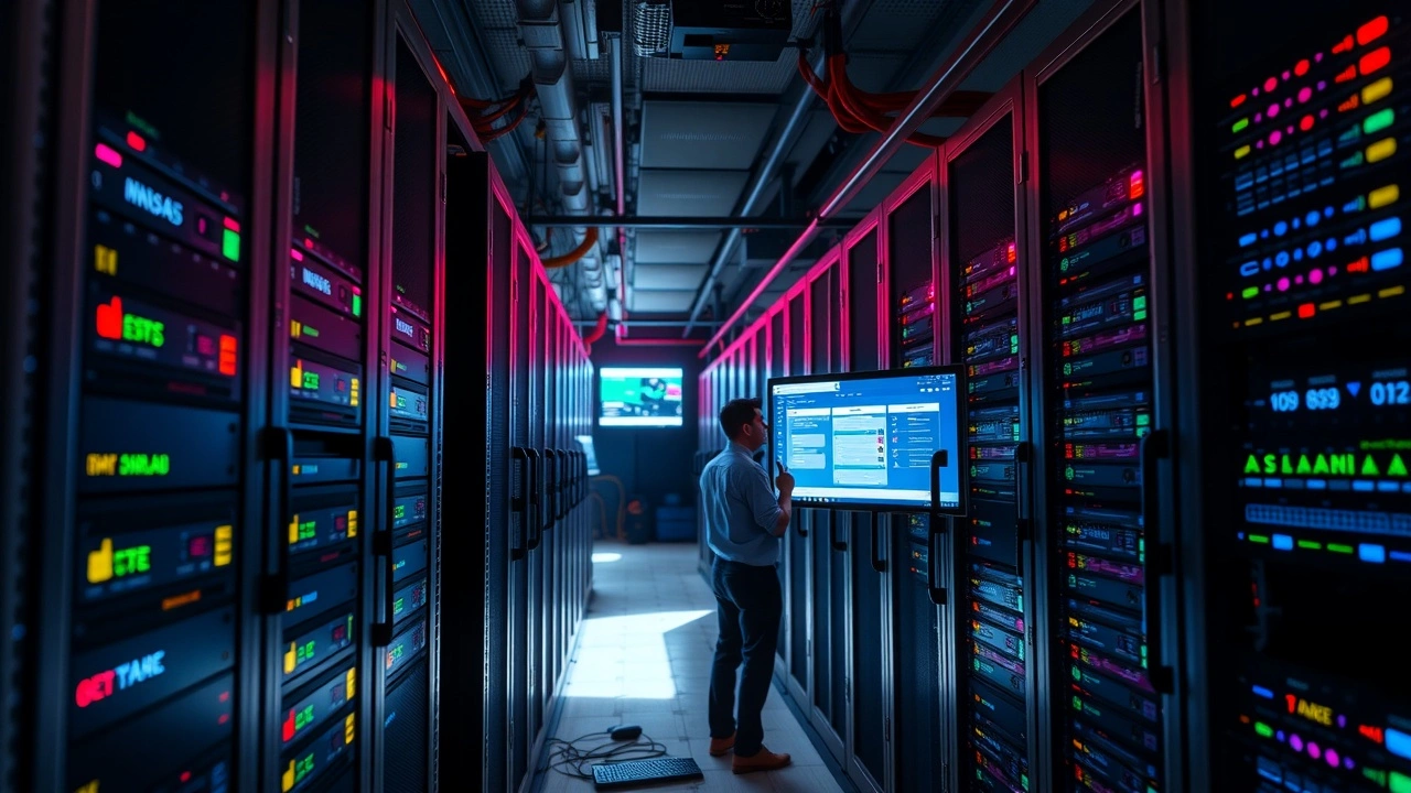 salle serveur avec techniciens surveillant pics de trafic