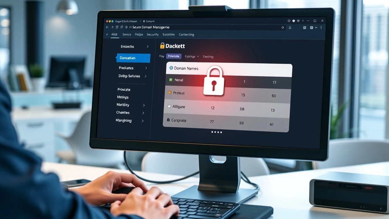 ordinateur avec interface gestion nom de domaine padlock