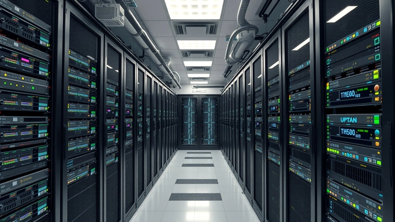 salle de serveurs dedies avec racks et systeme de refroidissement