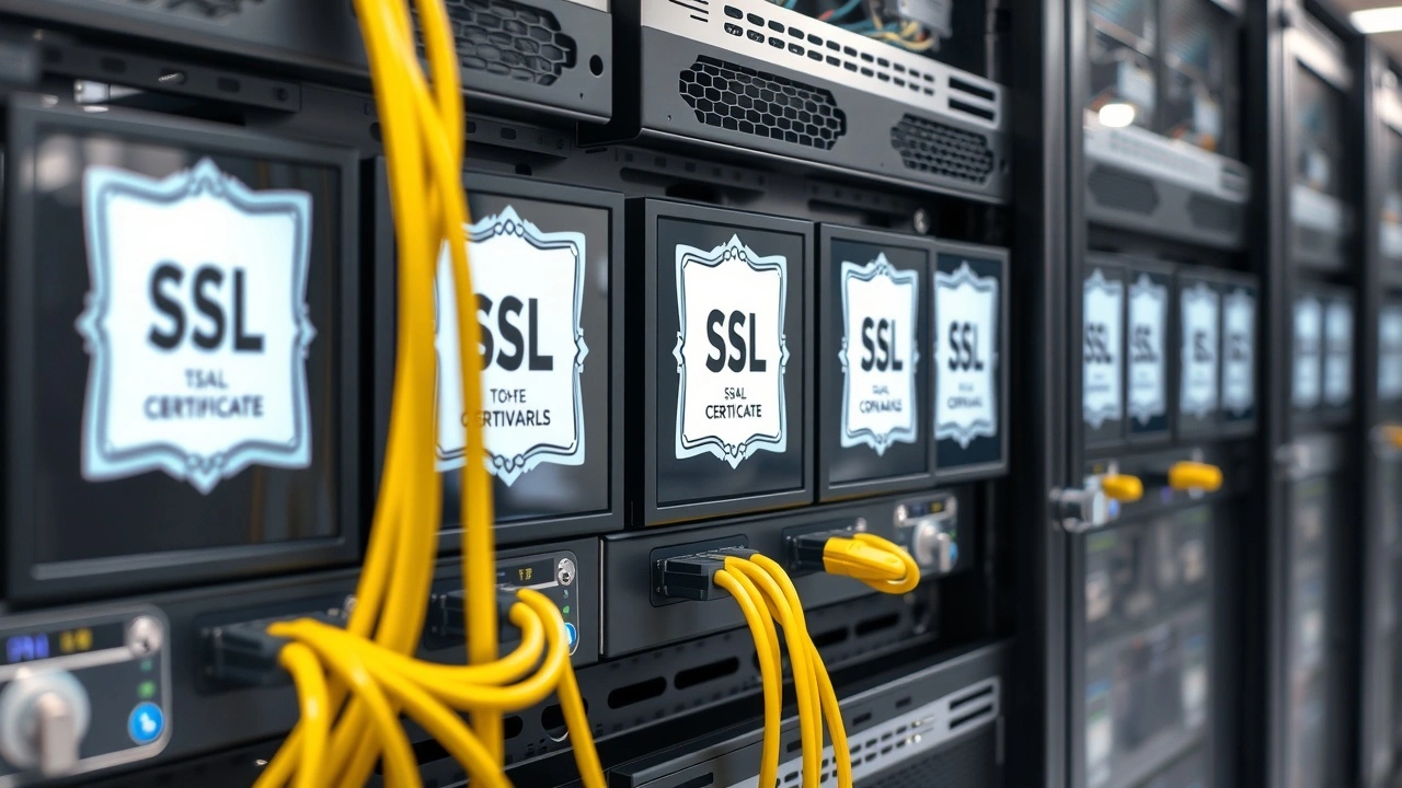 serveur informatique avec cables et certificats ssl multi domaines